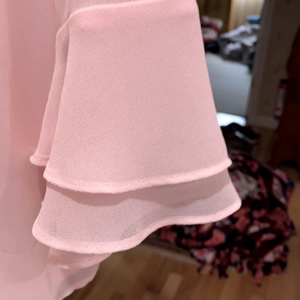 Charter Club Doubled Ruffle Solid Pin Tuck Top - Picture 3 of 4